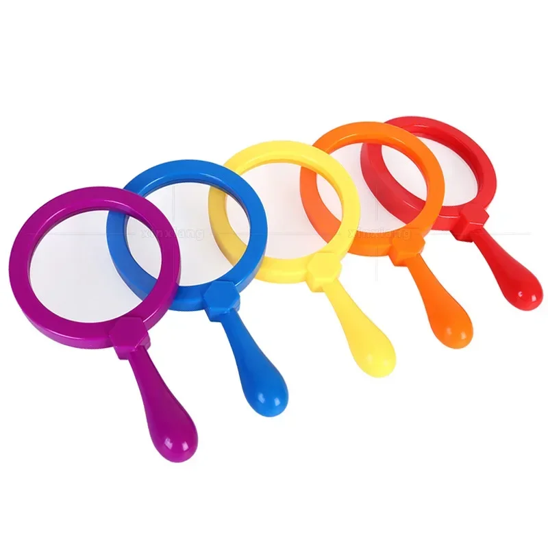 Colorful 5X Handheld Magnifying Glass Plastic Children Kindergarten Magnifying Lens Insect Observation Magnifier Gift Loupe Lupa