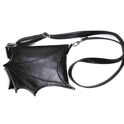 Bolso negro con alas de murciélago, bolso cruzado pequeño, bolso de estilo gótico, bolso con alas de murciélago
