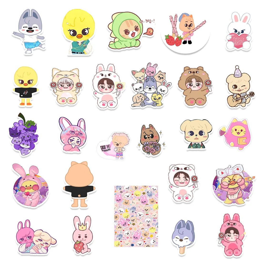 

50pcs Set Stray Kids Korean Skzoo Cute Stray Boy Stickers Waterproof Stationery Skateboarding Water Cup Waterproof Decorative