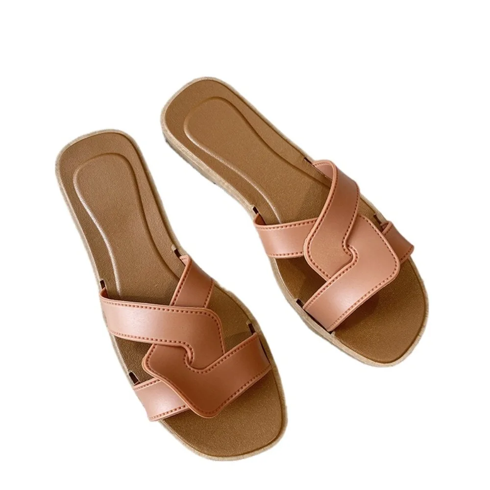 

All Match Cross Belt Flat Bottom Slippers Anti Slip PVC Slides Sandals Casual Soft Sole Slippers Women Women
