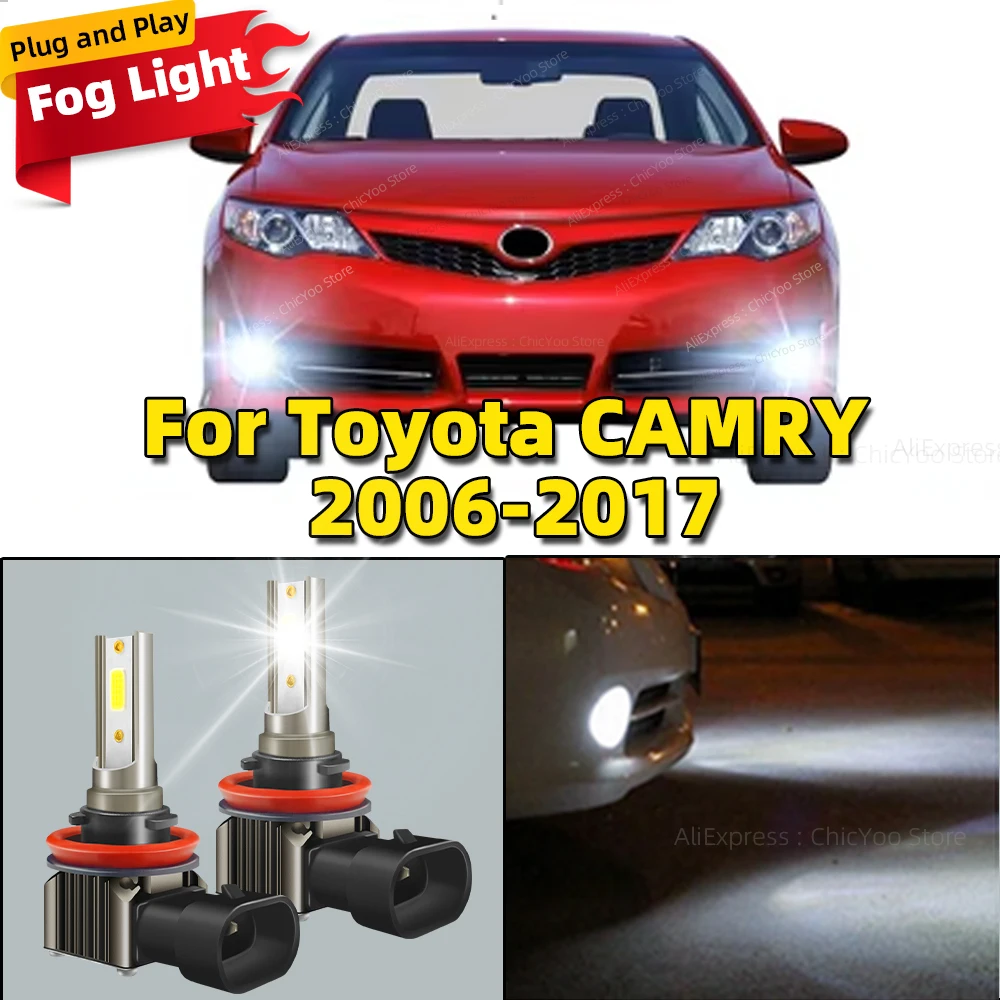 

2Pcs LED Car Front Fog Light Lamps 6000K Bulb For Toyota CAMRY 2006 2007 2008 2009 2010 2011 2012 2013 2014-2017 Auto Accessory