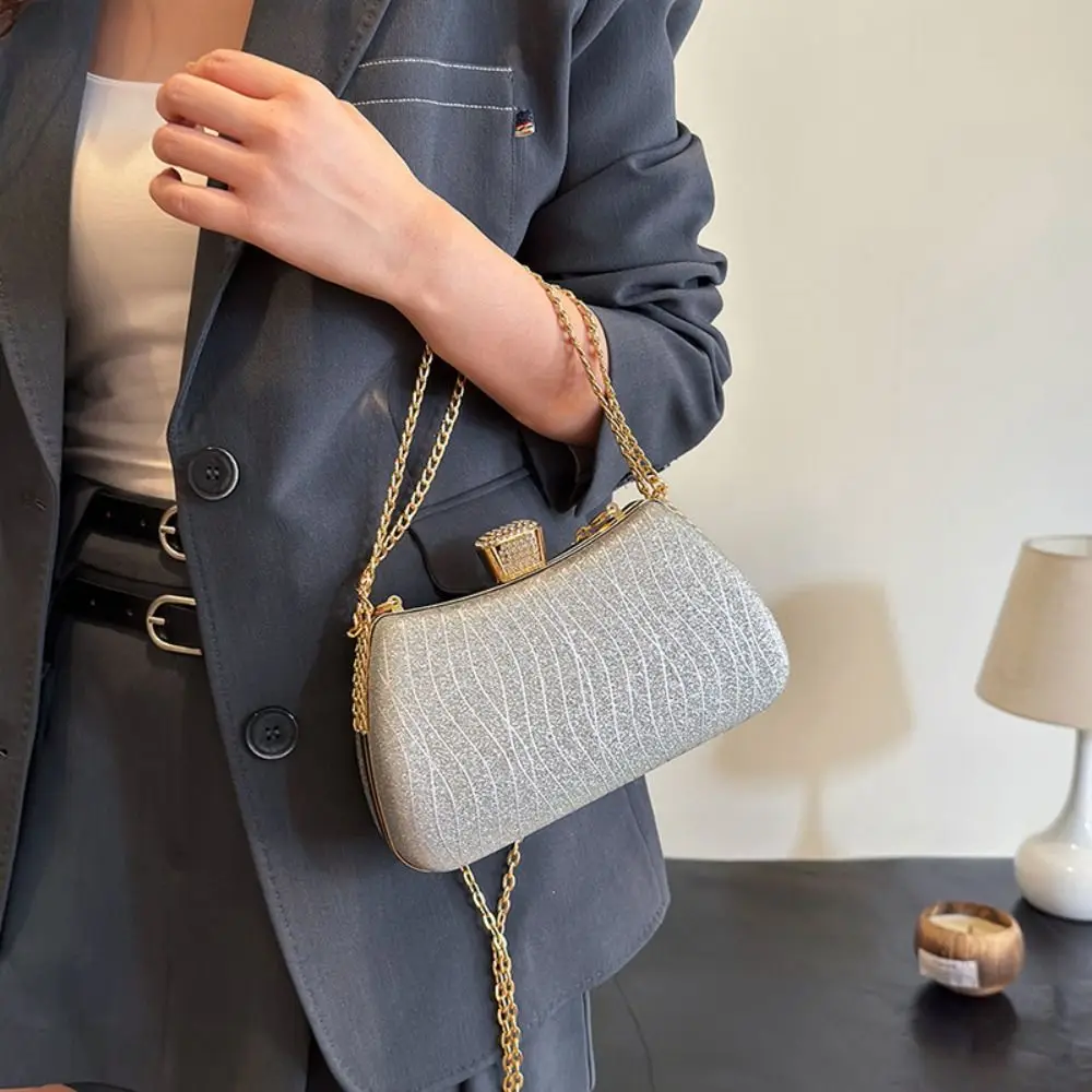 حقيبة كتف مسائية جديدة مطرزة بأحجار الراين سلسلة محفظة حقيبة صغيرة لحفلات الزفاف #5