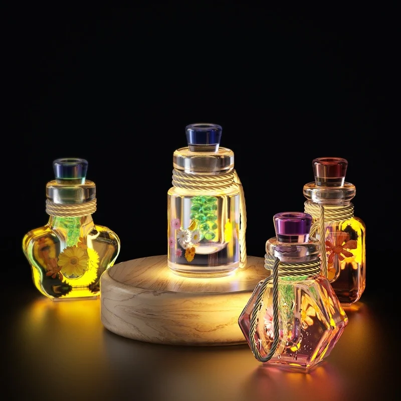 Little Night Lamp Resin Silicone Mold DIY Wishing Bottle Flowing Sand Bottle Crystal Resin Epoxy Mold Home Decoration Storage