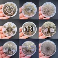 6cm Natural Crystal Selenite Slice Slab White Gypsum, Natural Selenite Stone Crystal Disc, Selenite Charging Plate 6