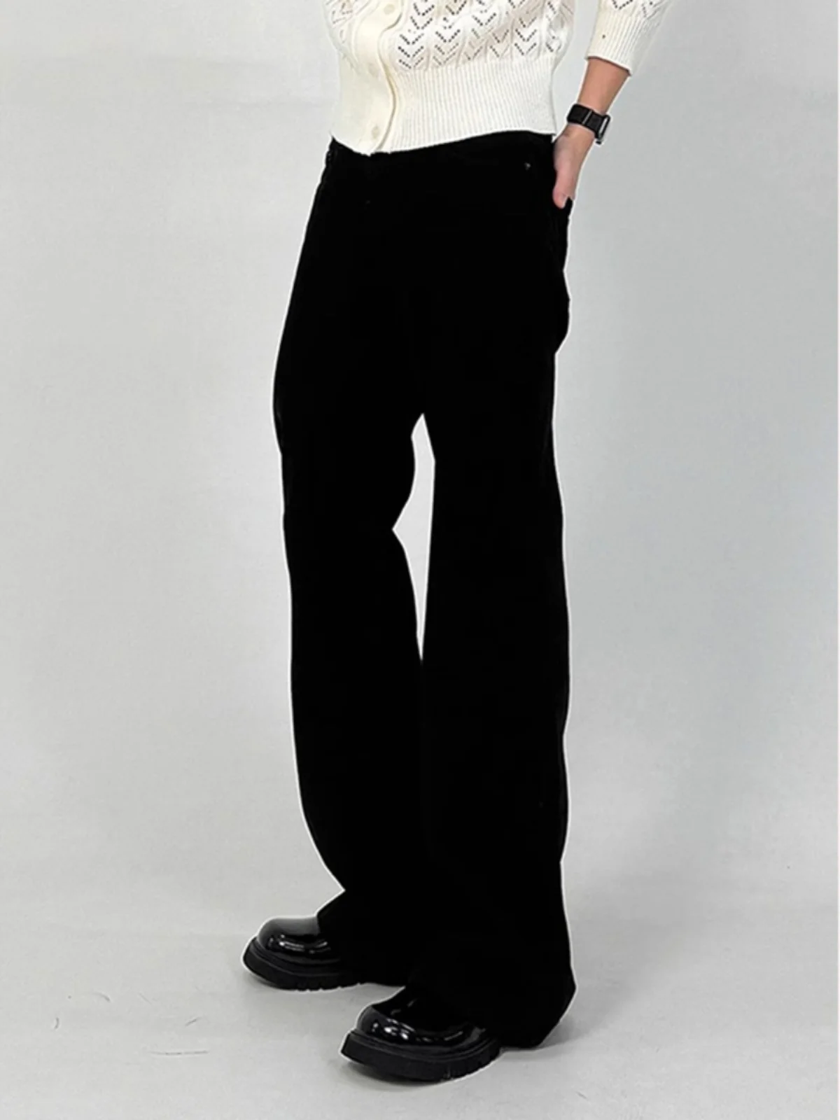 

Мужские джинсы Bla Fce с прямым кроем и подкладкой, осенне-зимние, в уличном стиле, зауженные, с микро-клешем, брюки-кюлоты