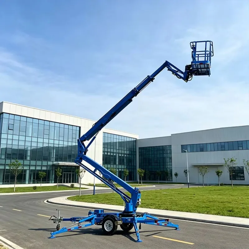 Trailer Articulated Boom Lift Easy Towing Mobile Aerial Platform for Garden Tree Trimming and Street Light Repair