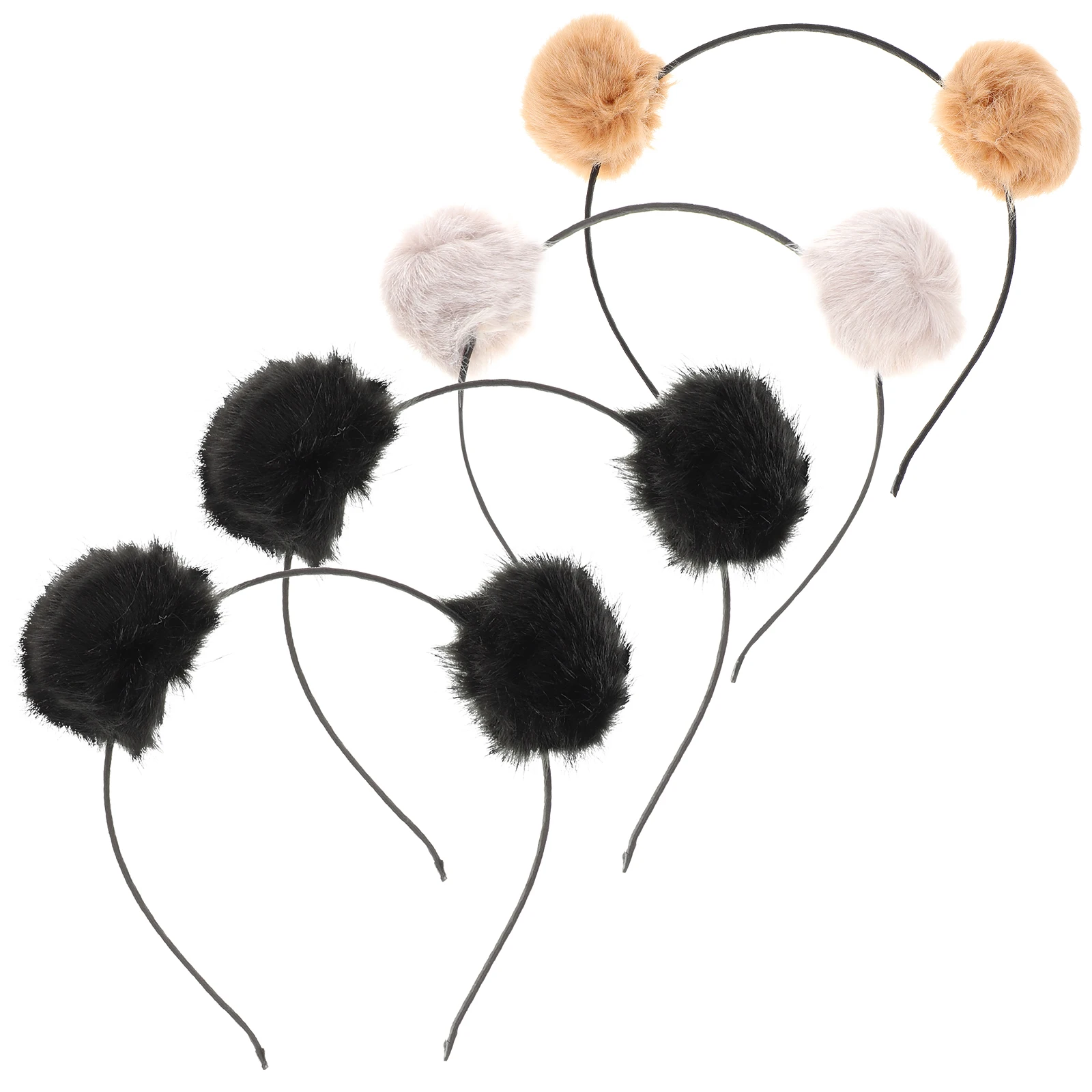 

4pcs Furry Headband Ears Balls Girls Hair Accessories Party Christmas Cosplay Masquerade Gift Headwear