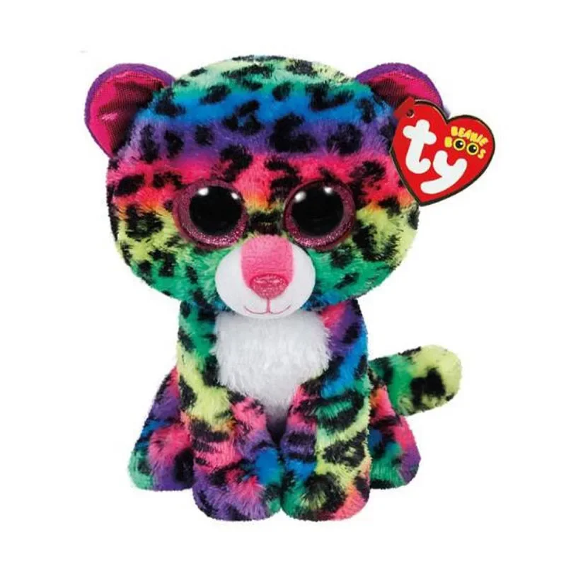 15CM Ty Beanie Dotty Multicolor Leopard Glitter Big Eyes Leopard Toy Cute Plush Stuffed Animals Doll Children's Birthday Gifts