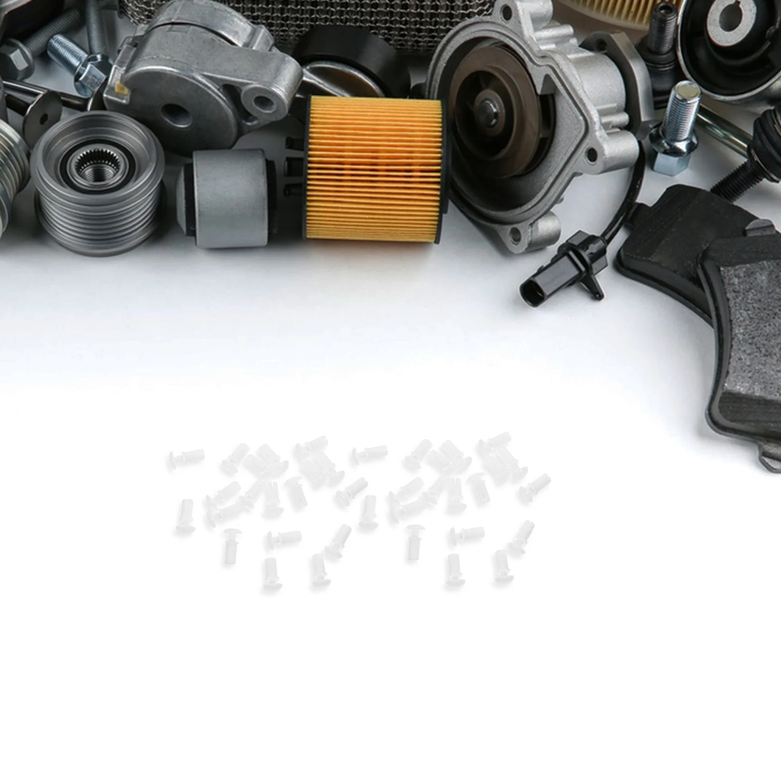 

100Pcs Plastic Rivet Fasteners White Nylon Car Bumper Clips Auto Clip Replacement Trim Panel Push Retainer Clips Kit Durable