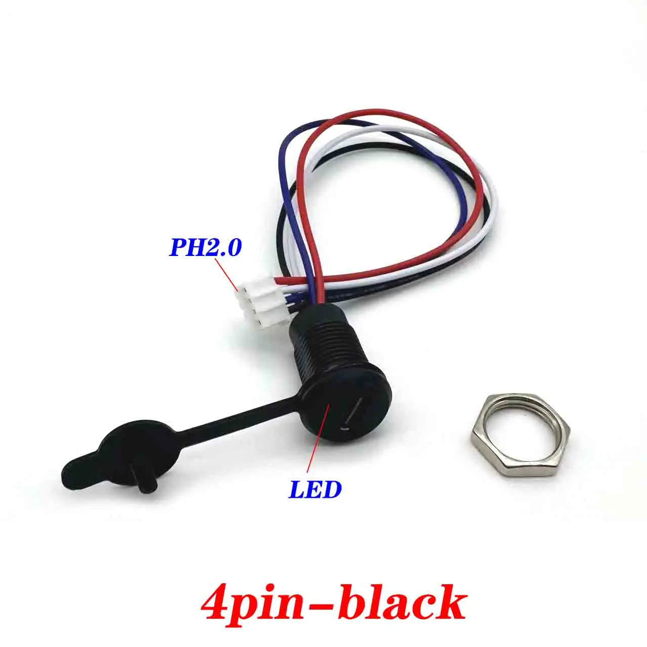

USB-C 4pin High Current Charging Socket With LED PH2.0 Nut Snap Lock Plate USB TYPE-C Female Waterproof Female Connector Jack