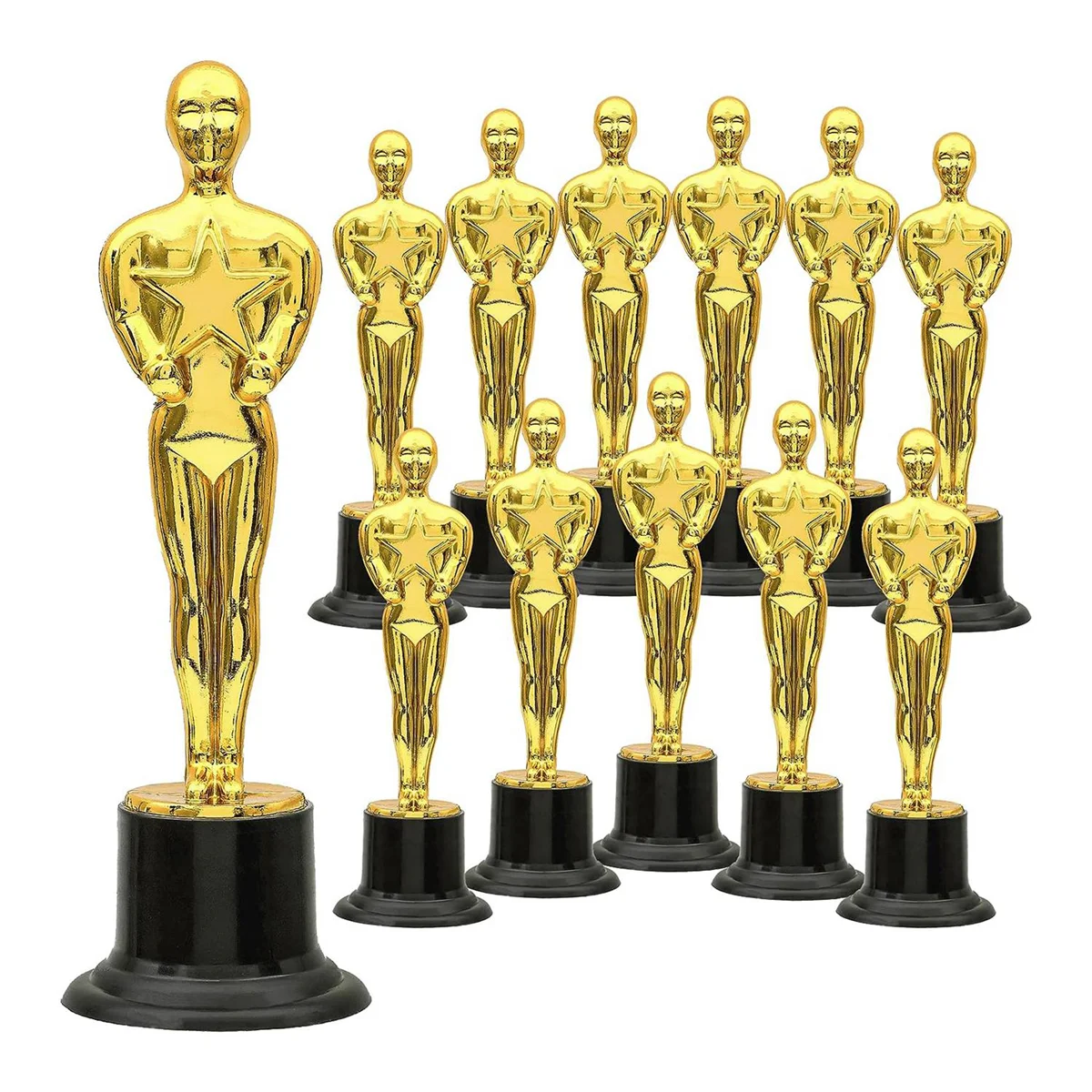 

A72I 12 Pack Plastic Gold Award Trophies for Decorations, Favors, Movie Night Favor, School Award