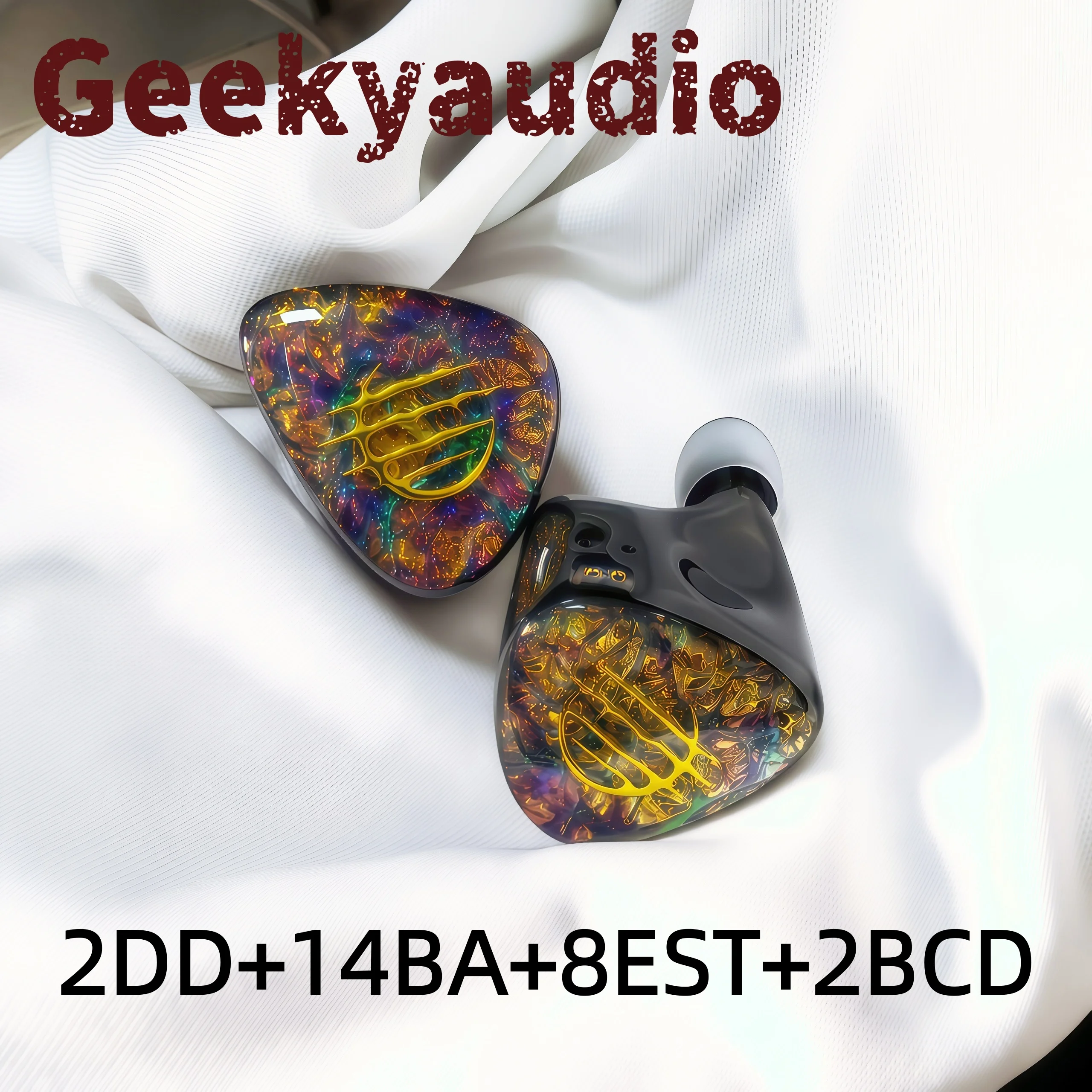 Geekyaudio Electrostatic 2DD+14BA+8EST+2BCD 52 Drivers Hybrid Tribrid HiFi Music Monitor Audiophile Earphones with Togo Chameleo