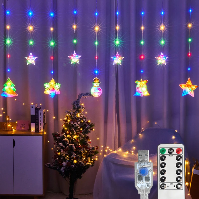 110LED Christmas Decor String Garland Curtain Light Fairy String Lights Garland Xmas Lamp Room Home Wedding Party Window Decor