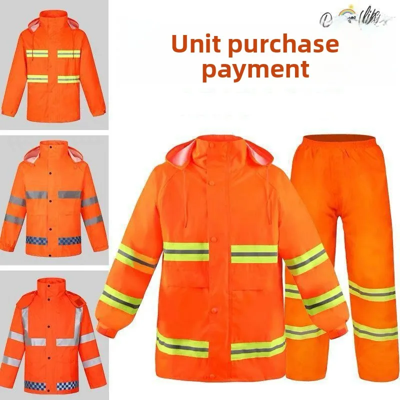 

Thiened Reflective Orange Raincoat And Pants Set for Workers Railway M Work orms Tourist Season All Year round