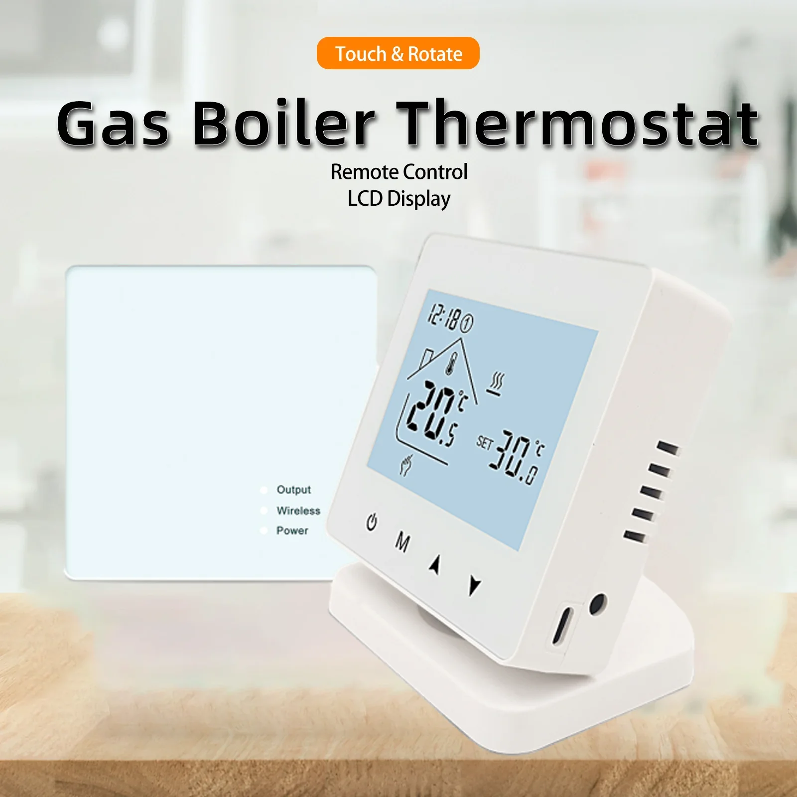 

Minco Heat Programmable Gas Boiler Wireless WiFi Temperature Controller AA Battery Thermostat or Connect To Type-C Cable