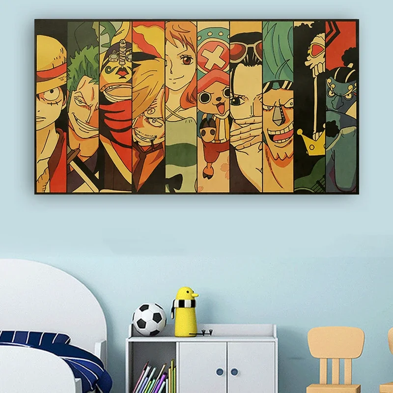 Anime One Piece Poster Decorative Paintings Poster Art Vintage Kraft Paper Picture Wall Stickers Child Living Room Decoration