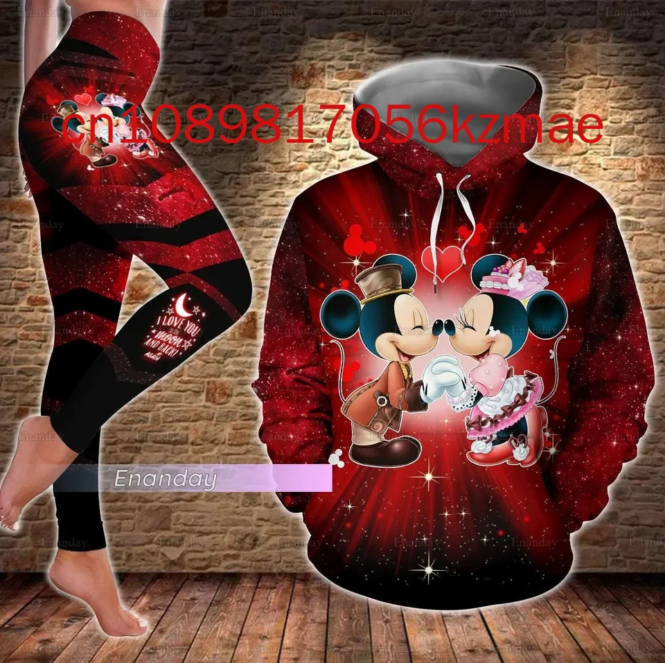 Free custom name Mickey Mouse Hoodie and Leggings Suit women\'s Diseny Minnie Hoodie Yoga Pants Sweatpants Fashion Tracksuit set