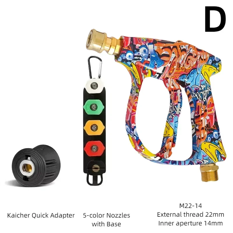 4350PSI Graffiti Hogedrukreiniger Pistoolset, 1L Schuimkanon 1/4 inch Spuitmondset + Optionele Karcher Adapter & Rubberen Basis voor Autowas