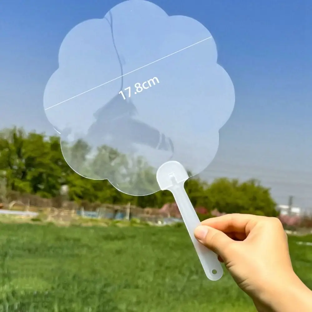 Multi-functional Plastic Transparent Fan Round Handheld Blank Painting Fans Thicken Unfinished Handicrafts for Wedding