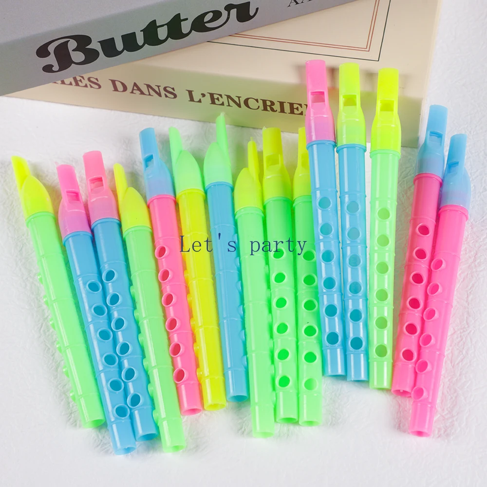 15Pcs Plastic Colorful Flute Toys for Kids Birthday Party Favors Baby Shower Boys Girls Halloween Pinata Fillers Treat Goody Bag