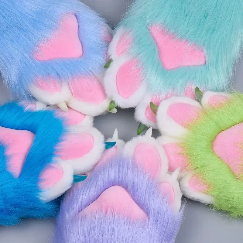 Fursuit-Kigurumi Colorful Cat Paw Cartoon Plush, Furry Cosplay, Kig Costume, Nail Tiger Claw, Lolita, Full Finger Mittens, New Arrival