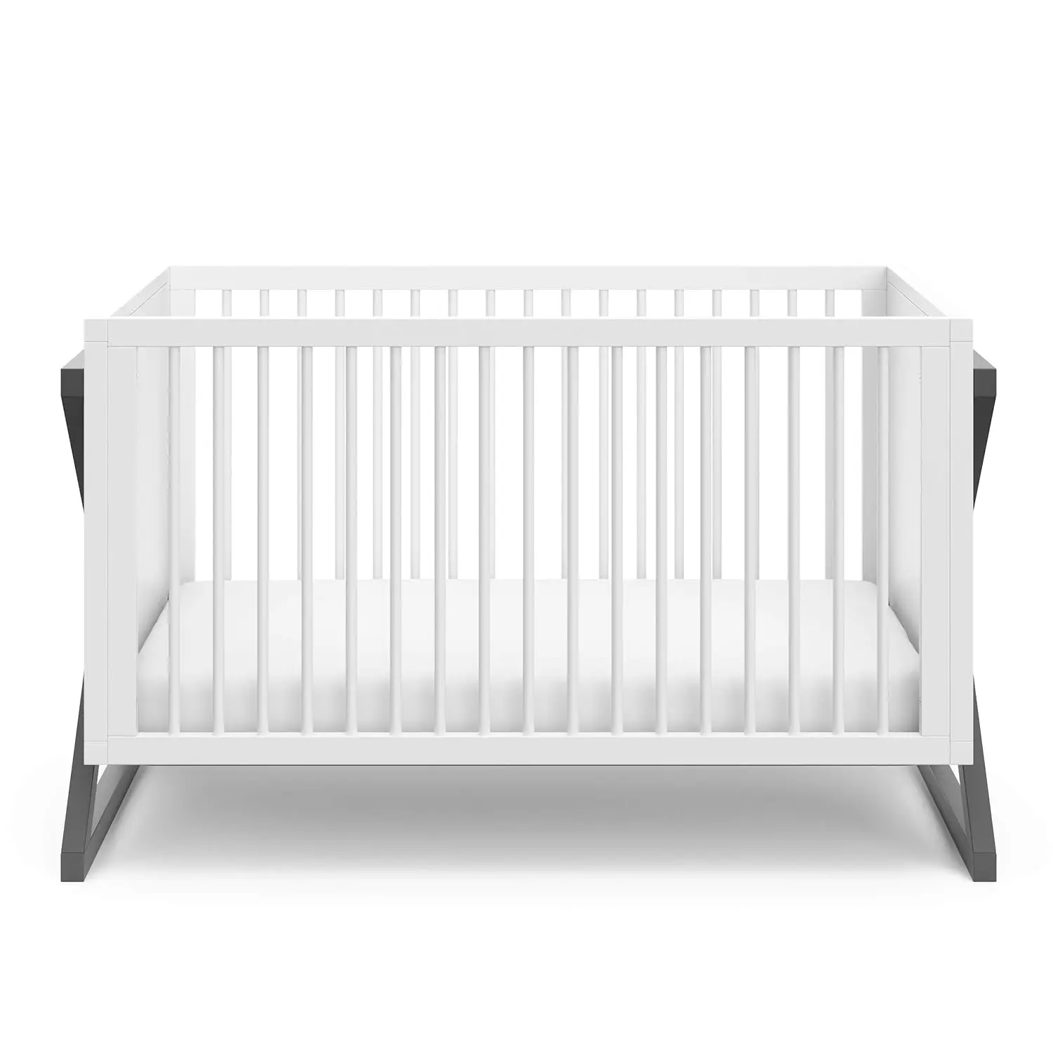 Storkcraft Equinox tempat tidur bayi 3-in-1 (abu-abu)-mudah konversi ke tempat tidur dan tempat tidur balita, kasur 3 posisi dapat disesuaikan