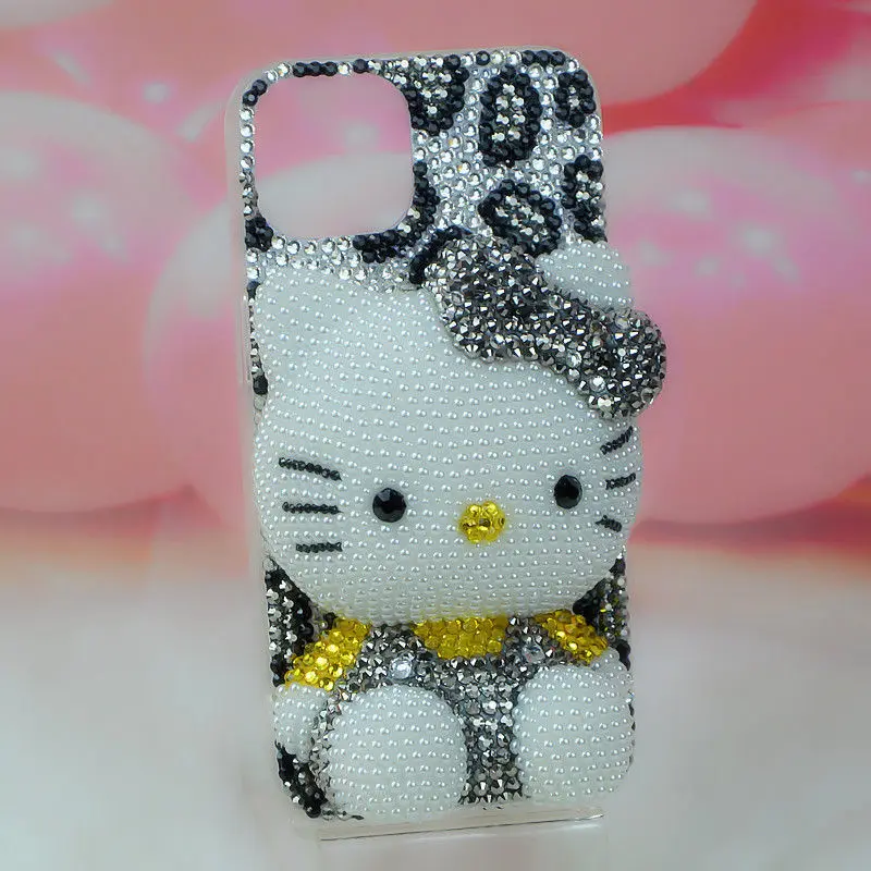 Imagem -06 - Capa Hello Kitty para Iphone Anime Handmade Strass 11 12 13 Original 14 Pro Max 15 Plus