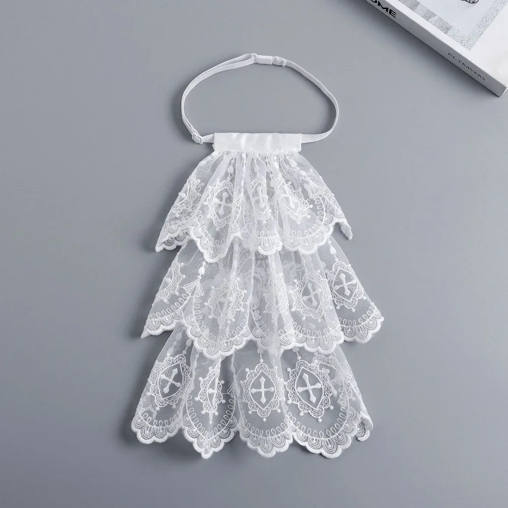 

Кружевной воротник-жабо в викторианском стиле, съемный аксессуар для косплея, искусственный воротник с рюшами, белый декоративный воротник на шею