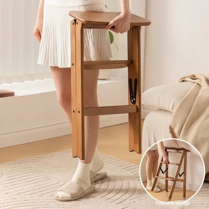 Taburete y escalera plegables convertibles, taburete de altura de barra de cocina resistente, escalera de tijera portátil antideslizante para almacenamiento y limpieza
