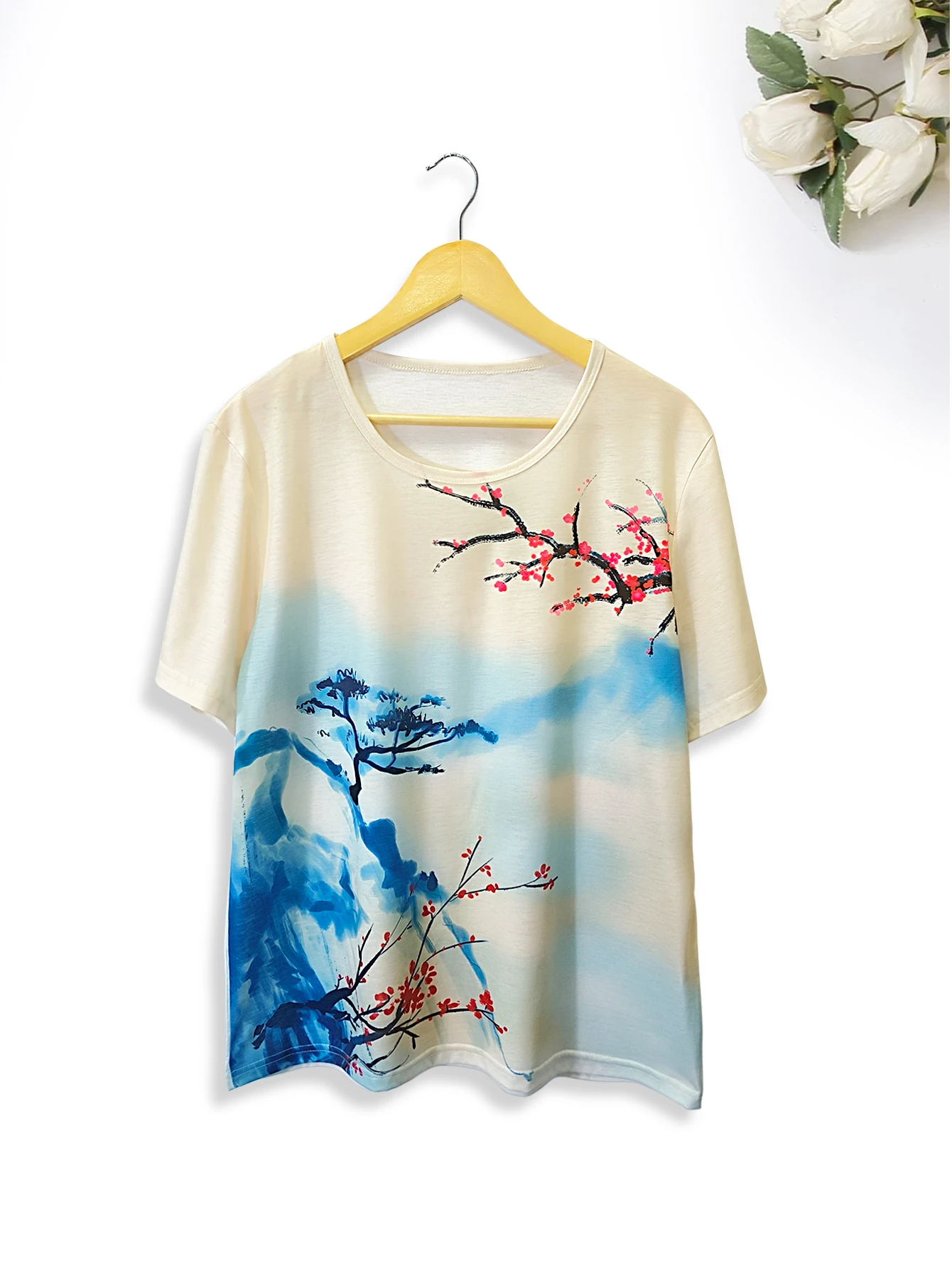 Empat musim baru piyama pria Fashion pakaian rumah pola lanskap daun dicetak lengan pendek celana pendek dua potong Set untuk pria