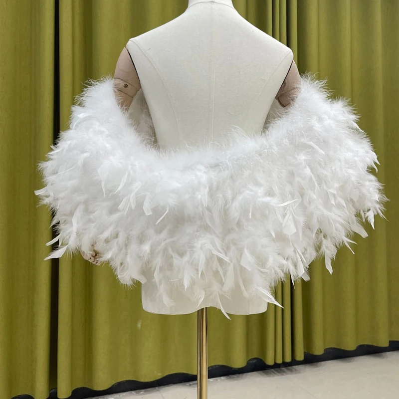 

Women's feather fashionable and elegant cloak shawl top 20 * 130cm, suitable for parties and weddings Variable short sleeves