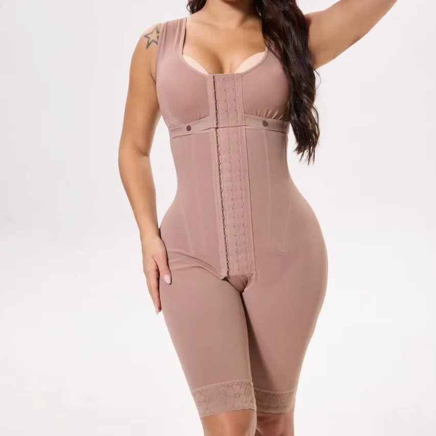 Fajas Colombianas Women's High Compression Shapewear Tummy Control Butt Lifter Adjustable Hooks With Bones Body Shaper