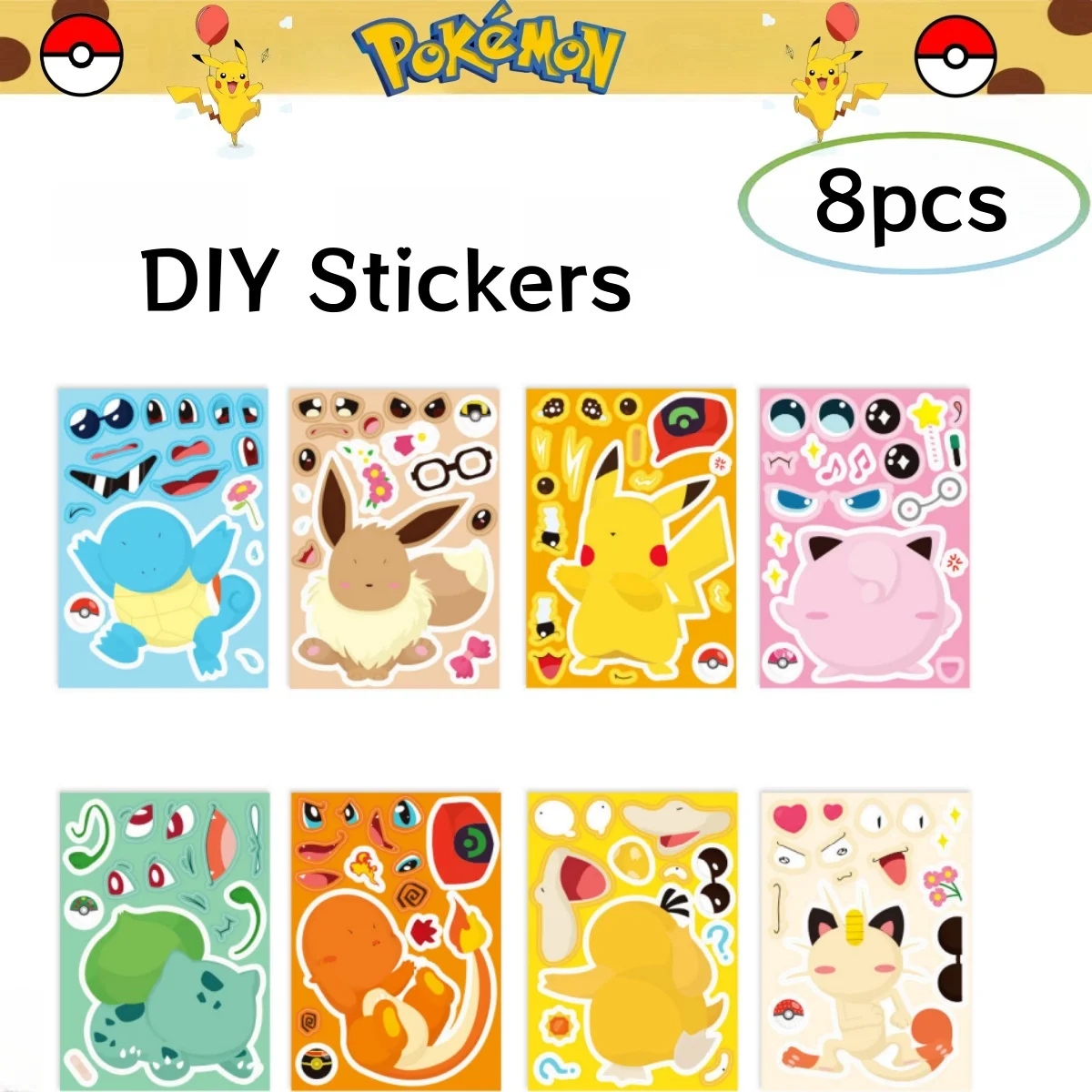 Pokemon Birthday Party Decorations Pikachu DIY Sticker Tableware Plate Tablecloth Baby Shower Kids Favors Gifts Party Supplies