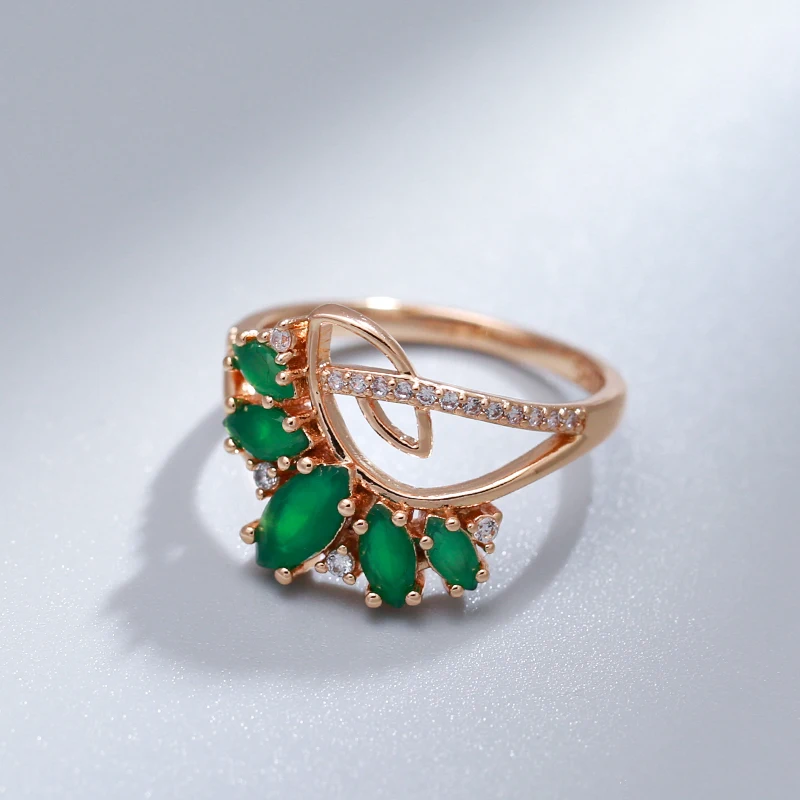 SYOUJYO Dark Green Zircon Brass Rings For Women Spring Outdoor Luxury Jewelry
