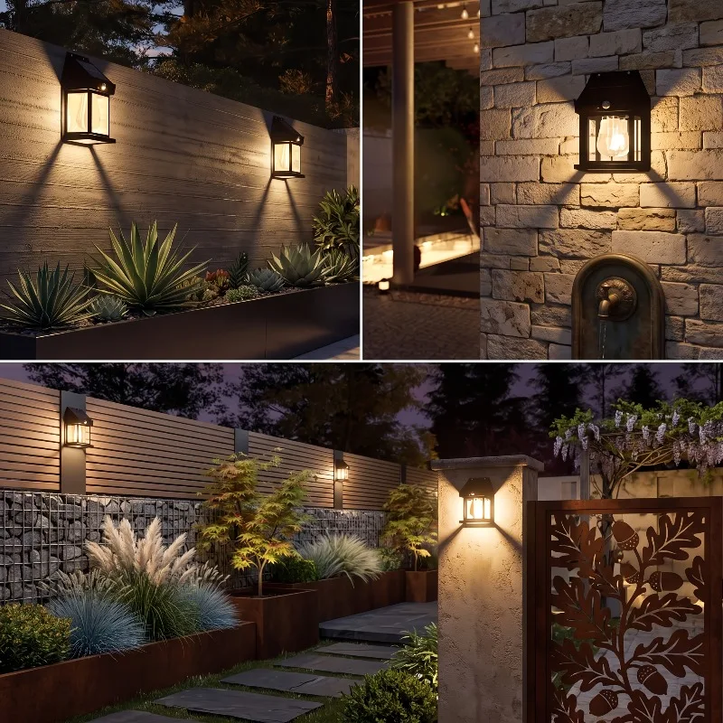 2/4/8Pcs Solar Wall Lamps with Motion Sensor 3 Modes LED Wall Mount Lamp Waterproof Automatic On/Off for Outdoor Porche Yard