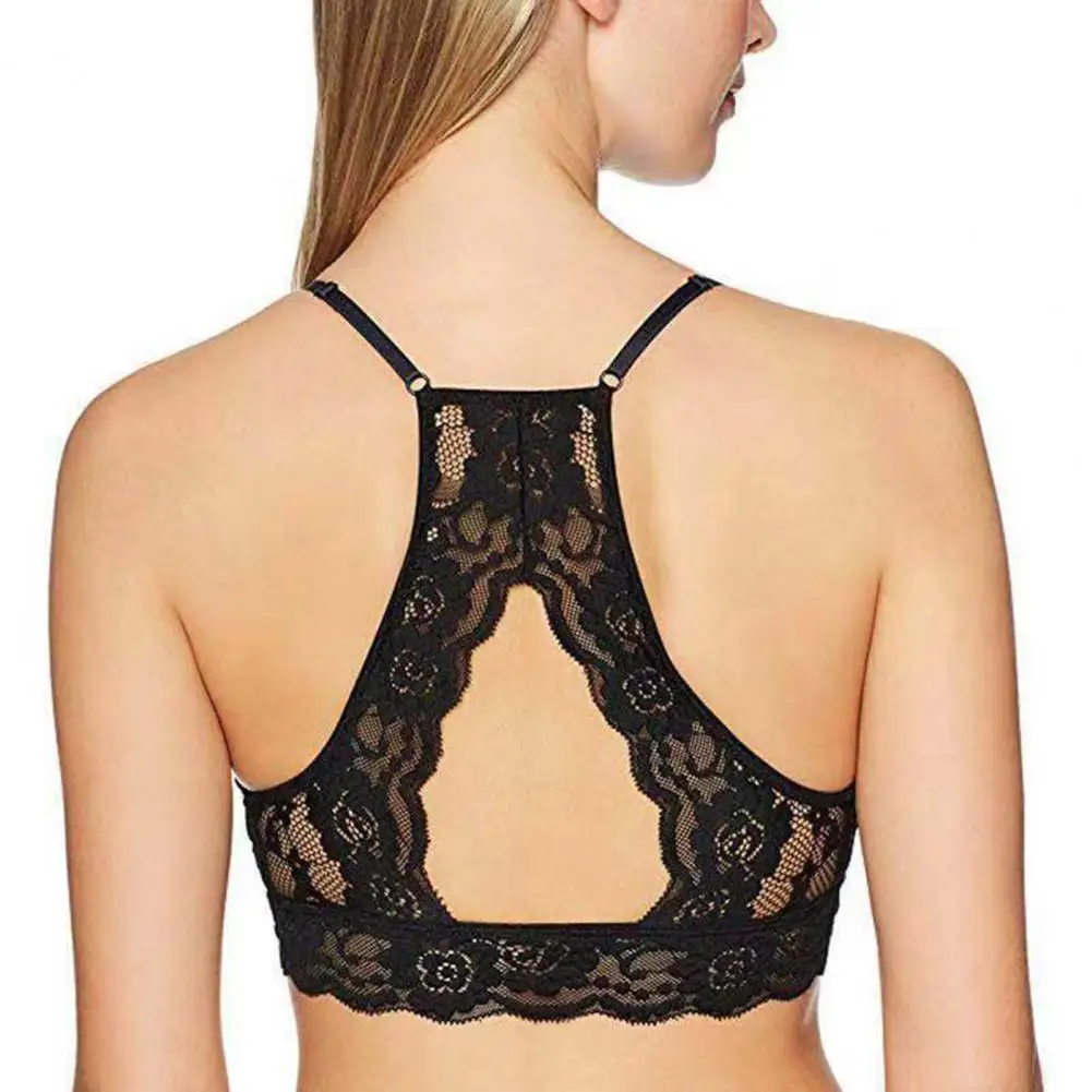 Summer Embroidery Flower Lace Tube Top Halter Backless Bandeau Bra Breathable Perspective Thin Women Sexy Underwear