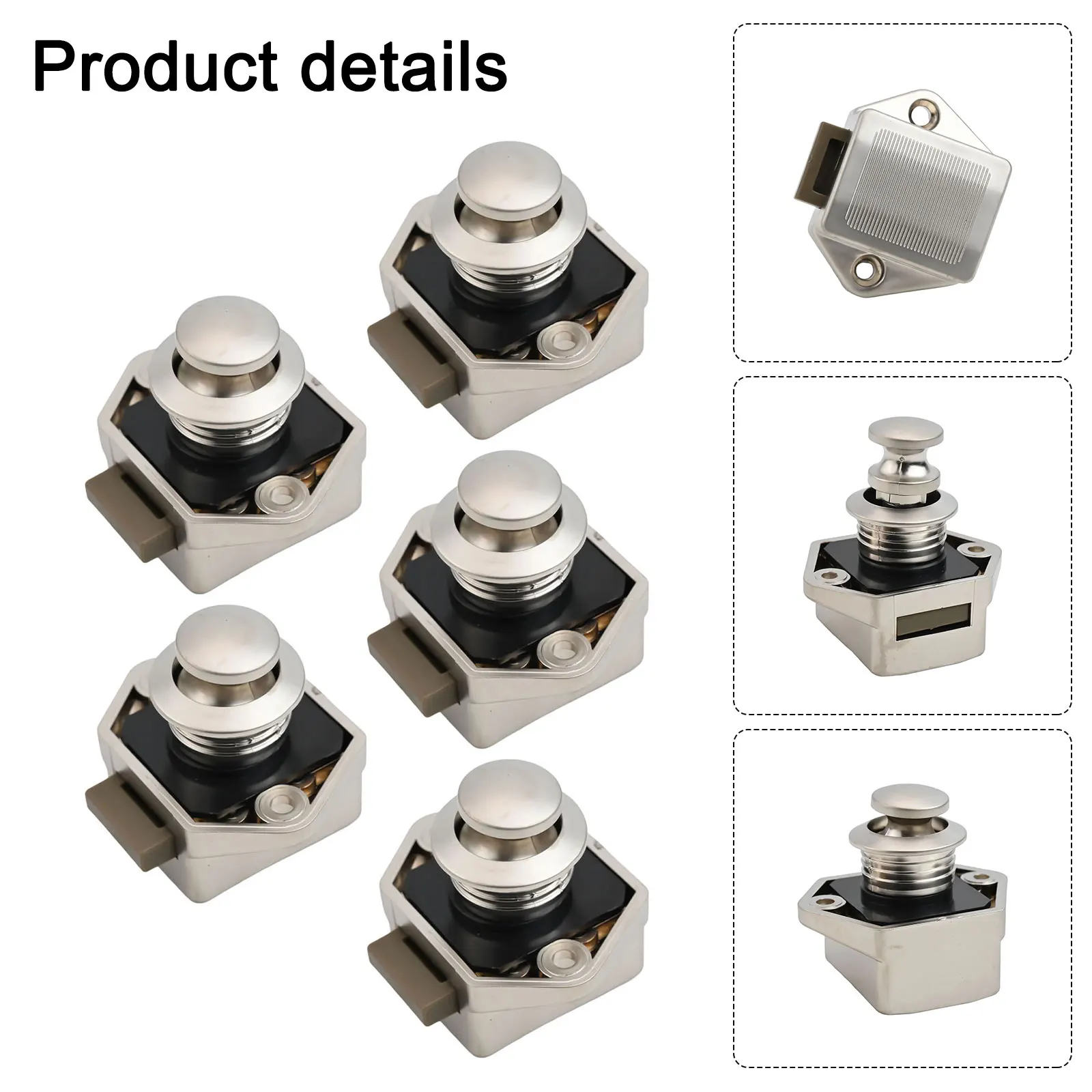 5pcs Motorcycle Push Button Locks Door Catch RV Drawer Locks FC01 Car Nickel Trumpet Cabinet Cupboard Campervan Motorhome Camper