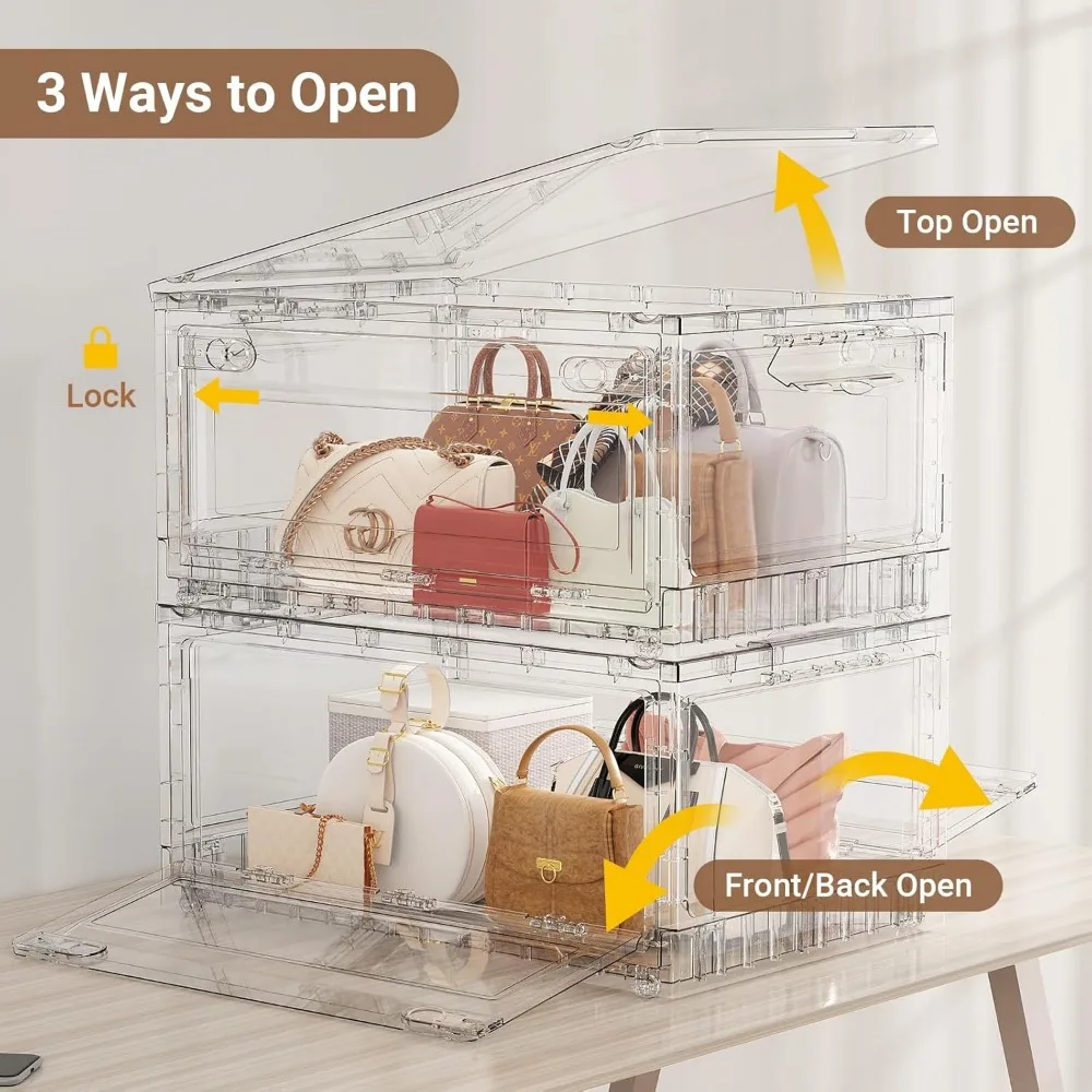 Contenedores de almacenamiento apilables transparentes grandes con tapas y ruedas, capacidad de 240 cuartos, cajones de plástico plegables para organización de armario