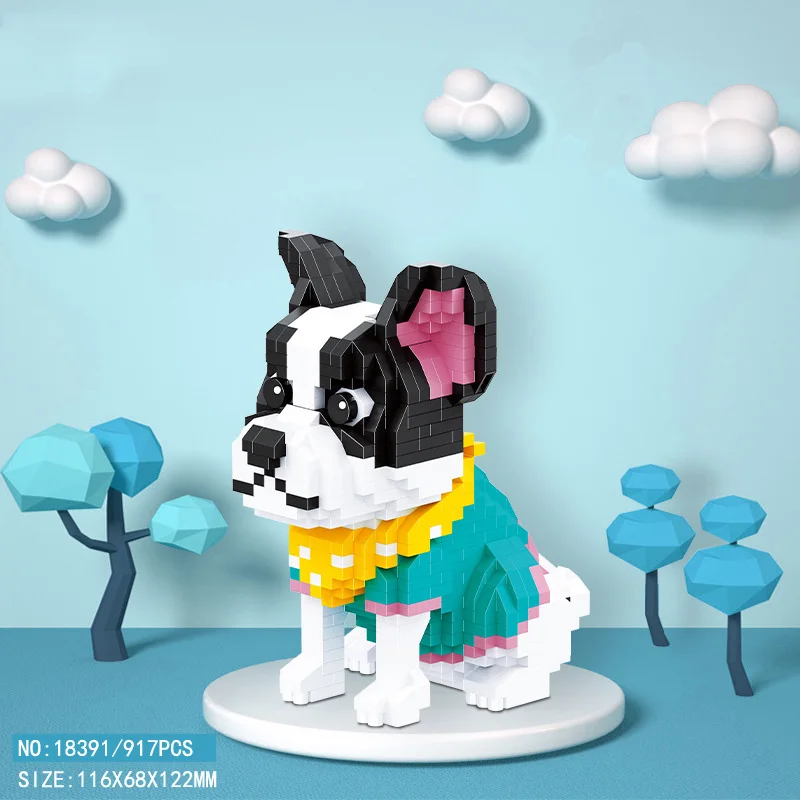 Lovely Pet Puppy Animal Nanobrick Cartoon Dog Micro Diamond Block Schnauzer Bulldog Siberian Husky Labrador Corgi Brick Toys