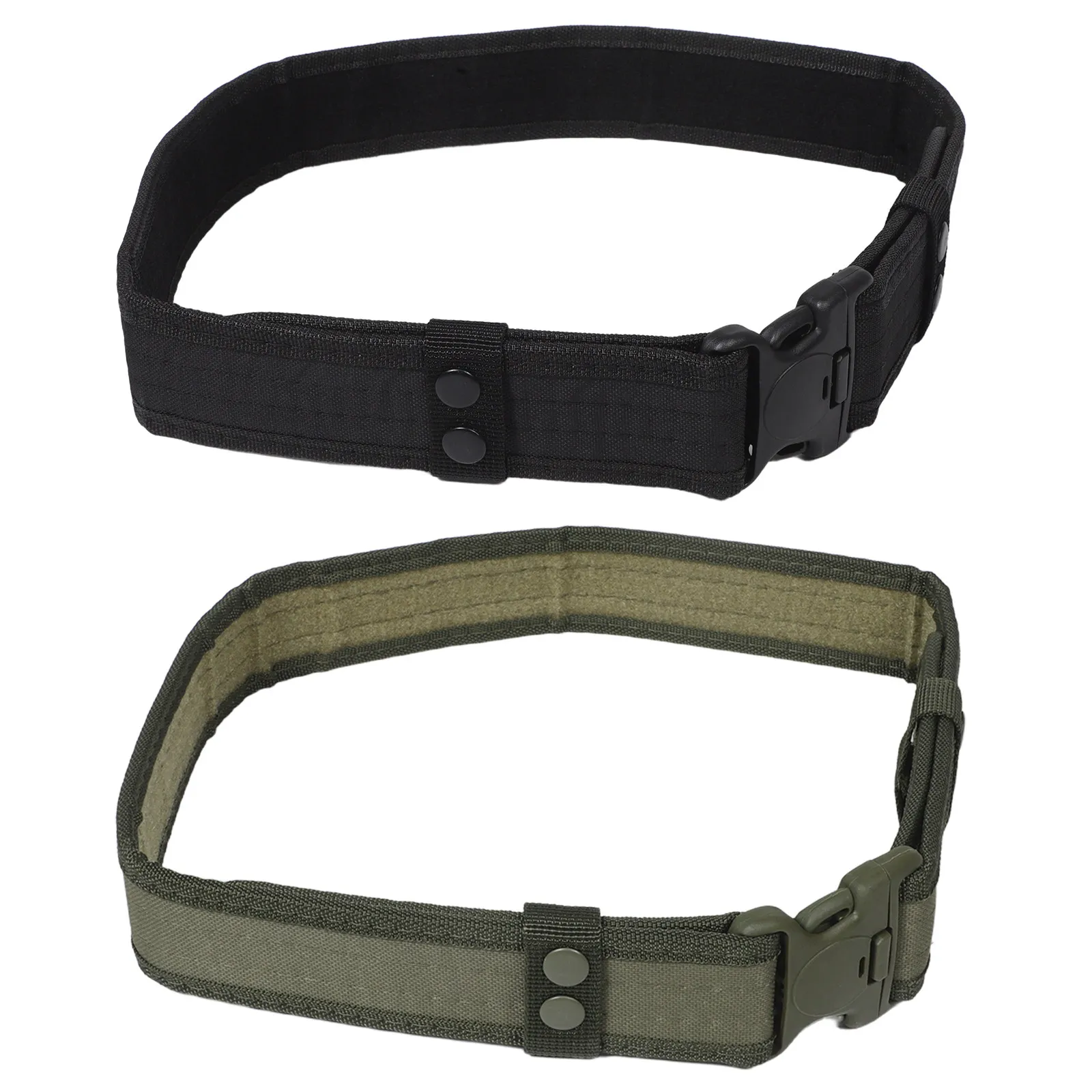 2Pcs Lightweight Outdoor Tactical Belt Sturdy Canvas Webbing with Ratchet Plastic Buckle for Students Hiking Camping