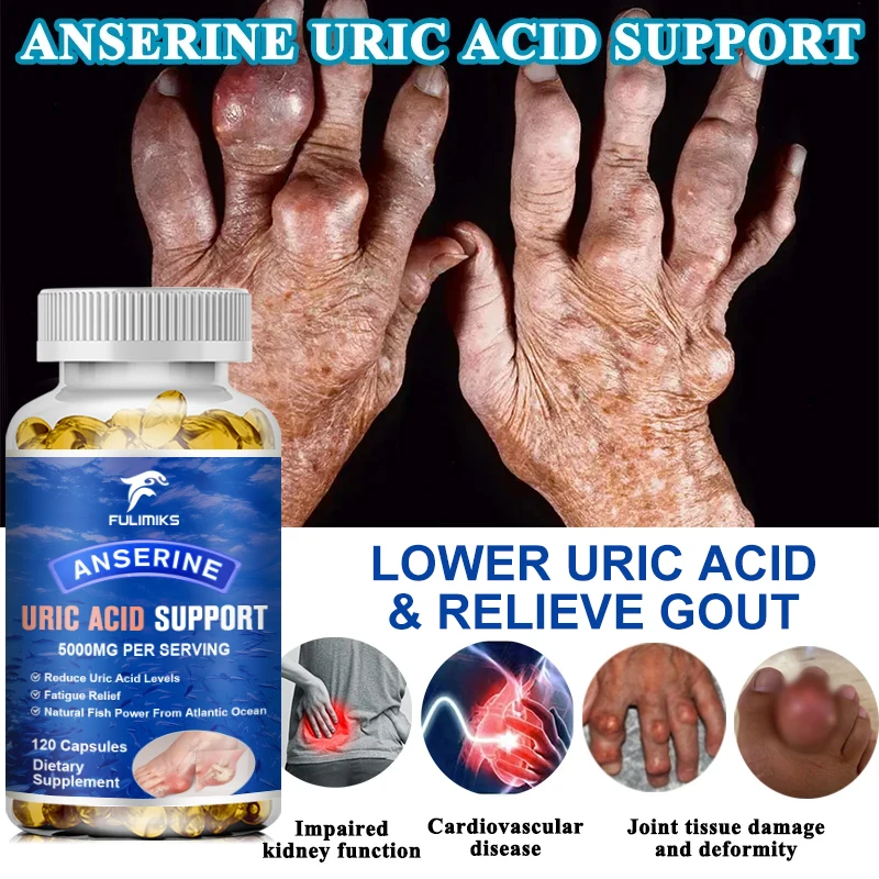 High Absorption Anserine Uric Acid Capsules, with Tart Cherry & Hydrangea, Supports Uric Acid Metabolism, Joint Comfort & Relief