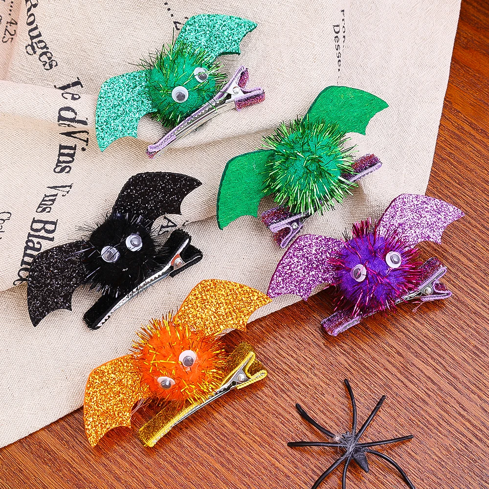 Halloween Bat Hair Clip Ghost Festival Black Purple Wing Hairpin Headband Trick or Treat Happy Halloween Party Decor Kids Gifts