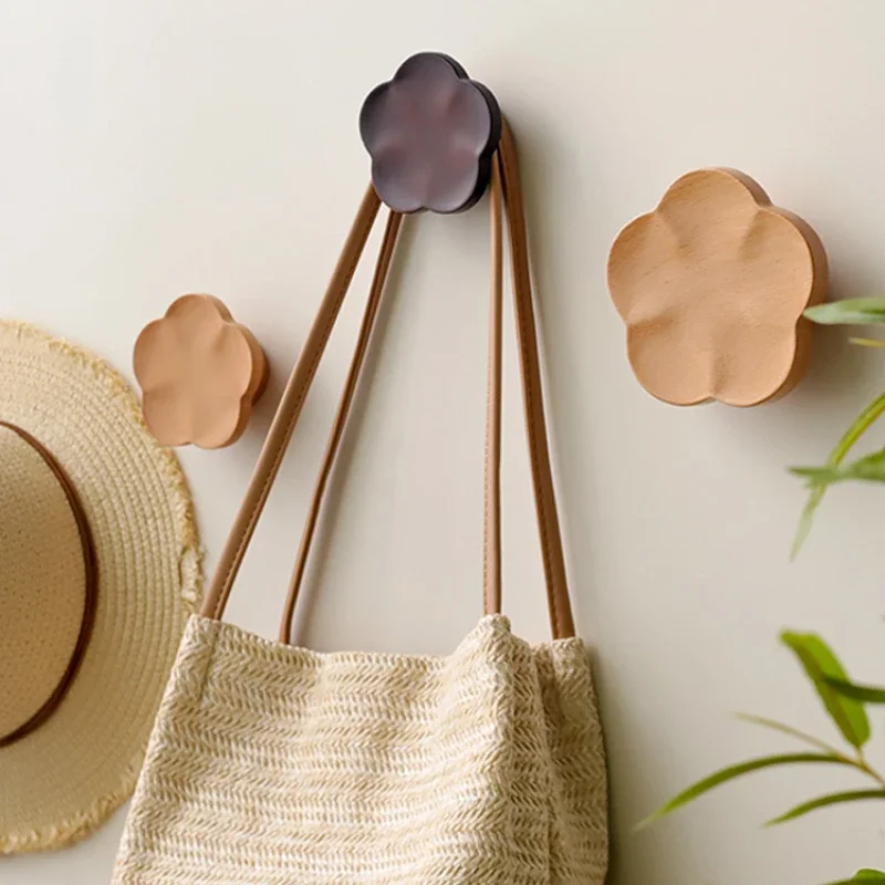 

Solid Wood Entrance Wall Clothes Hooks Nordic Decorative Creative No Punching Towel Hooks Hanger Home Innovative Accessories