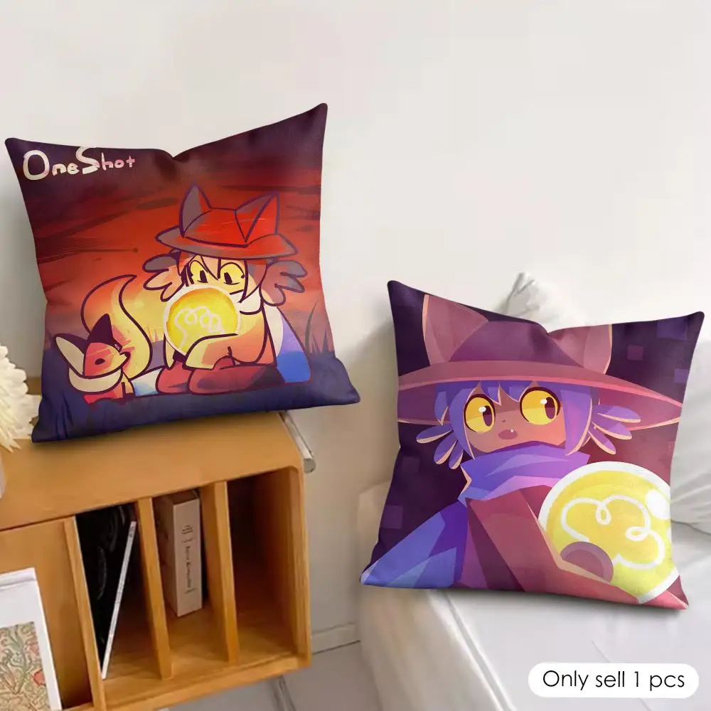 Video Game O-OneShot Cushion Cover Wrinkle-Resistant Short Plush Pillow Case Breathable Machine-Washable