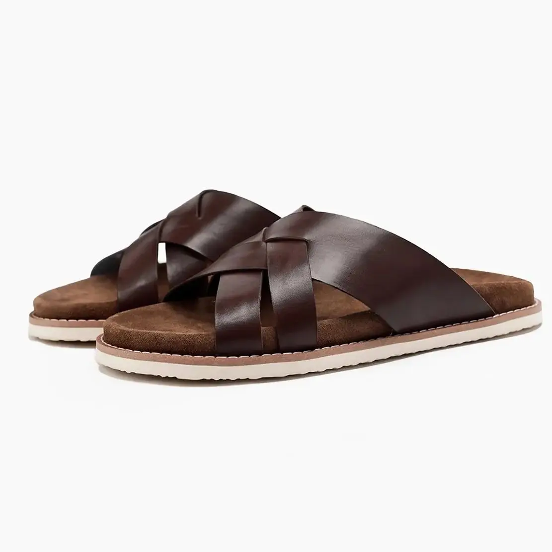 

Брендовые мужские тапочки, шлепанцы из натуральной кожи, базовые уличные пляжные модные мужские сандалии на плоской подошве, повседневная роскошная дизайнерская обувь для мужчин