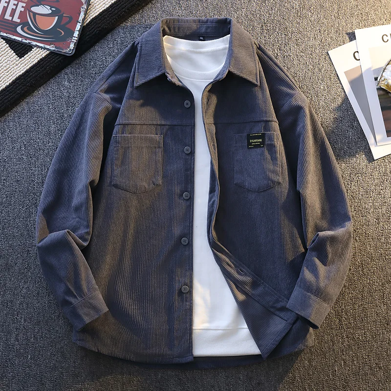 High-quality men's casual business boutique autumn new style wick trendy and fashionable long-sleeved shirt