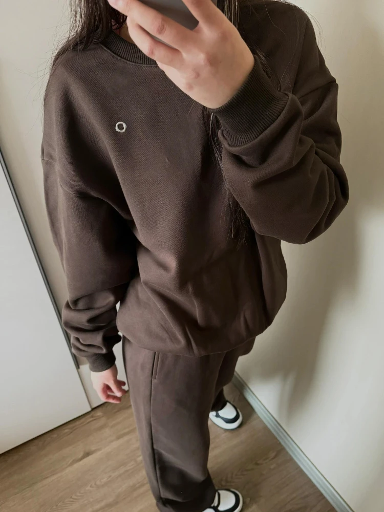 

Black Loose Sports Pullovers 2026 Winter Casual O-Neck Women's Sweatshirts Classic Letter Simple Long Sleeve Hoodies for Women