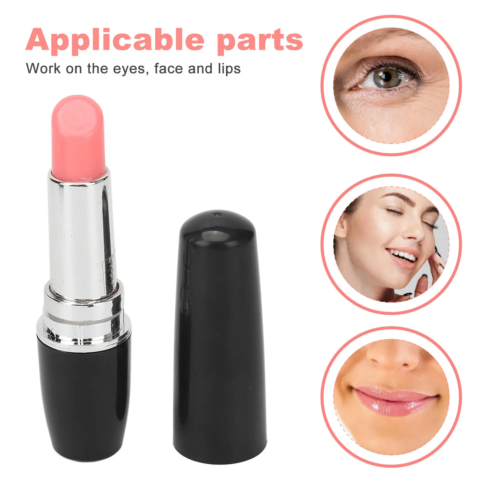

Portable Lipstick Massager Lipstick Massager Portable Black Lipstick Shape Vibration Face Massage Wand for Facial Eye