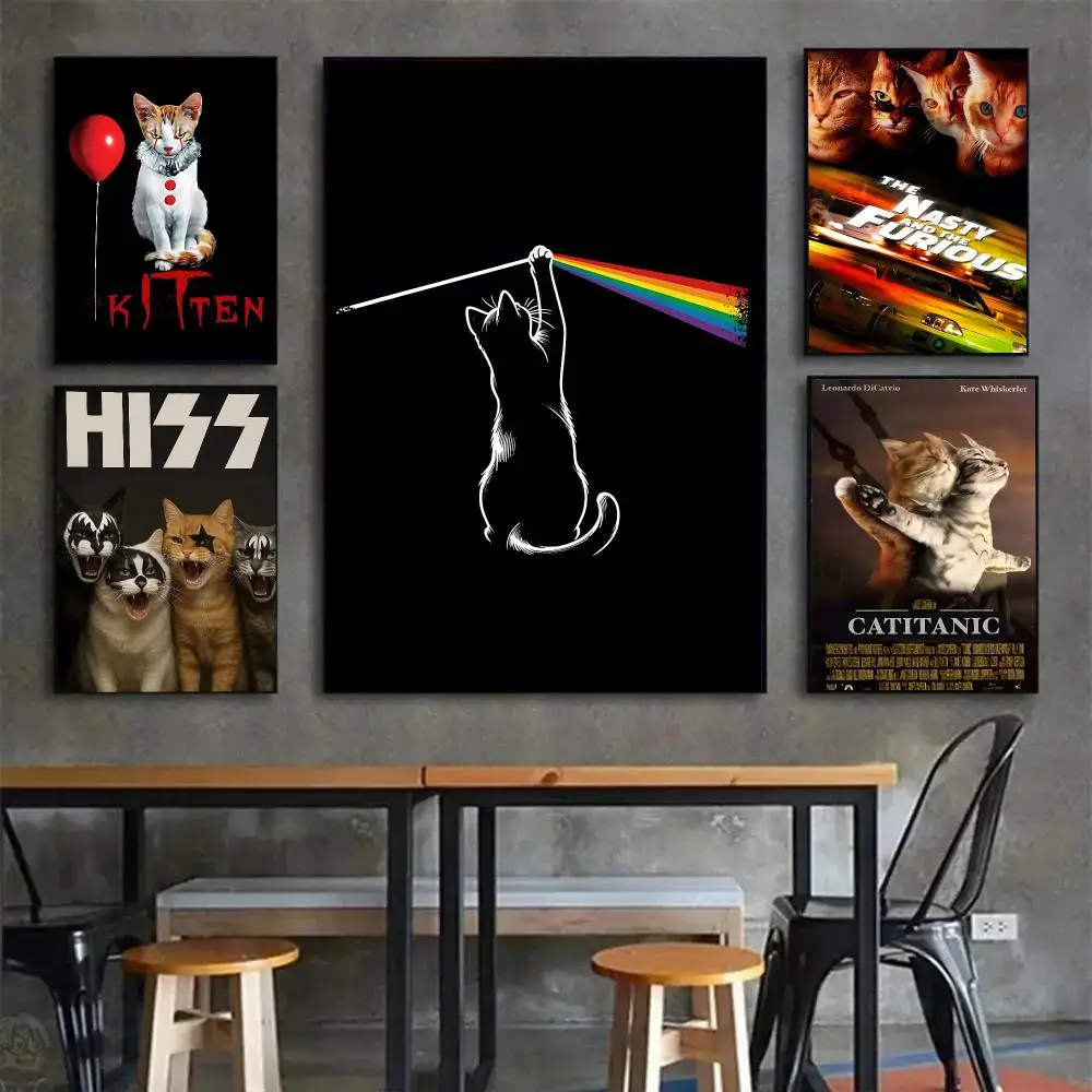 Viral Internet Meme C-Cat Movie Meme Poster Painting Wall Art Mural for Living Room Home Decor and Gifts