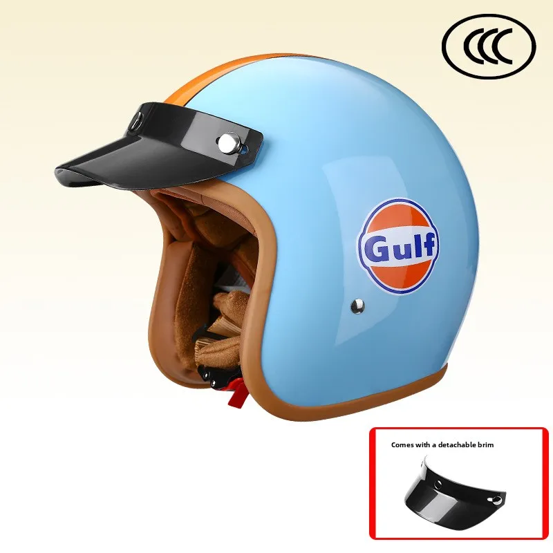 Newly Launched Vintage Motorcycle Helmet DOT Certified Synthetic Leather 3/4 Helmet Jet Mask Helmet